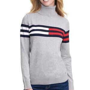 Tommy Hilfiger Flag Stella Sweater Heather Gray Size Large